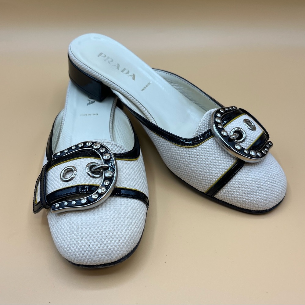 Prada Slides Black and Cream 35